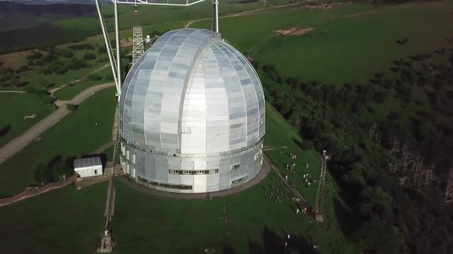 Top view of the star research center. Largest telescope in the mountainous area of studying the stars