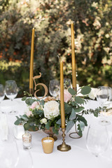 wedding table setting and decorated with flowers