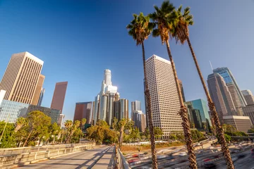 Wandcirkels aluminium De skyline van het centrum van Los Angeles © blvdone