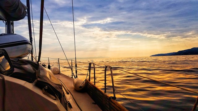 Fototapeta Jacht morze zachód słońca 