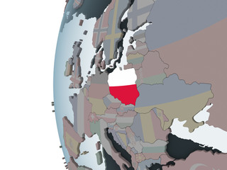 Poland with flag on globe