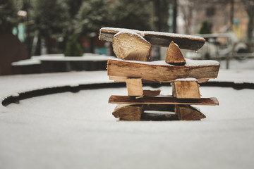 Winter cold firewood 