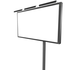 Obraz premium A pure advertising banner on a column with a backlight. mockup on a white background. 3D rendering