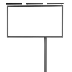 A pure advertising banner on a column with a backlight. mockup on a white background. 3D rendering