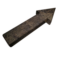 three-dimensional figure of an arrow from an old metal. 3D rendering