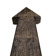 three-dimensional figure of an arrow from an old metal. 3D rendering