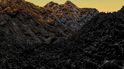 cosmic fantastic landscape. the surface of the planet. 3D rendering