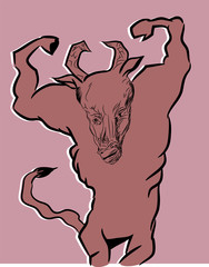 Angry bull.

illustration of wild angry standing bull .