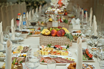 delicious dishes on the table in the restaurant