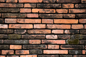 Old red color brick wall textured background