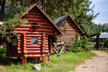 Old wooden houses near the river. Lithuania, Vilnius