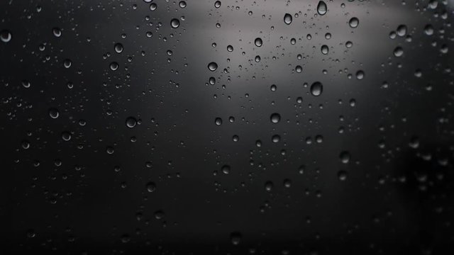 rain drops on glass window in the dark night