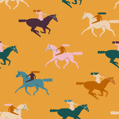 Various of girl riding horses.