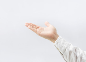 Obraz premium Close up palm male hand on white.isolated