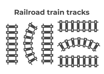 Railroad train tracks vector. Train tracks railroad icon