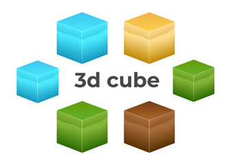 Isometric 3D cube textures vector set for computer games