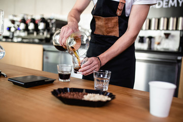Barista  making coffee in style 