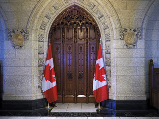 Canadian Parliament Building  entrance to the House of Commons. - obrazy, fototapety, plakaty