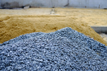 Stone gravel and sandy in construction area