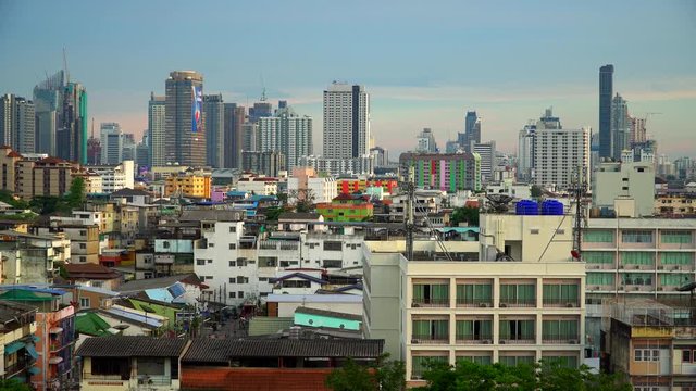 Bangkok, Thailand - August 7, 2018 : 4K High angle view of skyscraper at Sukhumvit area in Bangkok, Thailand