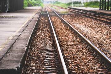 Fototapeta premium Angle shot of old railroad tracks