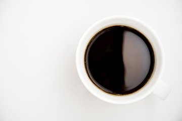top view of coffee cup isolate on white background