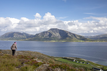 Wanderlust at Torghatten mountain in Nordland county Northern Norway