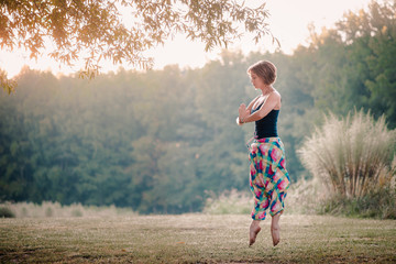 Woman Girl Meditation Levitation Float Prayer Solitude
