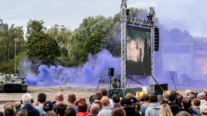 TURKU, FINLAND - AUGUST 25, 2018: Finnish Defence forces 100 years celebration show. 