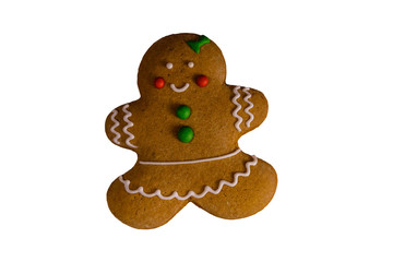 Christmas gingerbread girl isolated on a white background