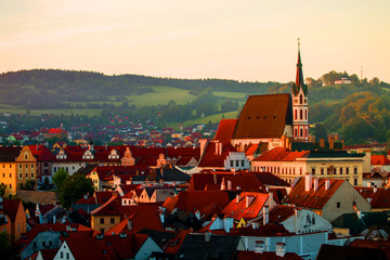 Beautiful view the old Town of Cesky Krumlov, Czech Republic.UNESCO World Heritage Site.