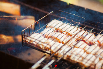 Chiken rolls on the grill