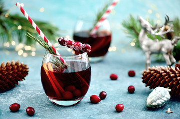 Christmas punch on a winter table
