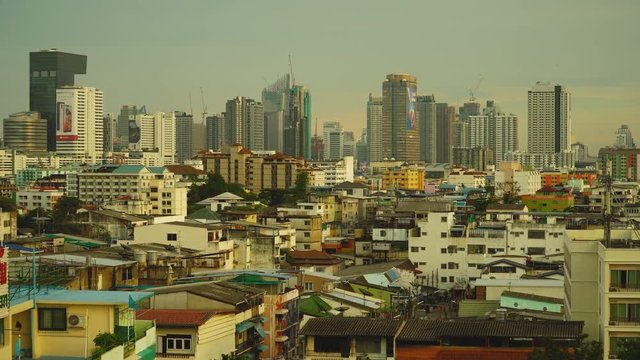 Bangkok, Thailand - August 7, 2018 : 4K High angle view of residential at Ratchadapisek area in Bangkok, Thailand 