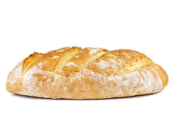 Whole wheat loaf on a white background