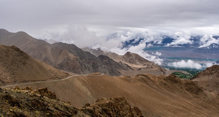 Khardung La Pass Highest road of The World in Summer in Leh Ladakh, Jammu and Kashmir, India 
