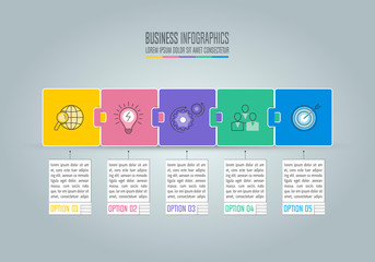 Naklejka premium infographic design business concept with 5 options, parts or processes.