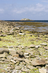 June 27, 2018 Glenan France. Coastline of Glenan archipelago in Brittany France