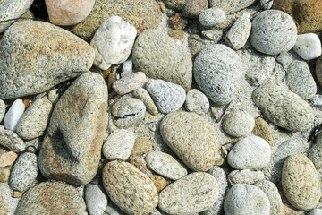 Peeble  beach  on Glenan archipelago in Brittany France