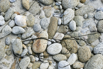 Peeble  beach  on Glenan archipelago in Brittany France