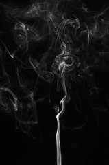 abstract fragment movement of white smoke on black background.; 