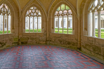 The interior of the historic gazebo in the monastery's courtyard.