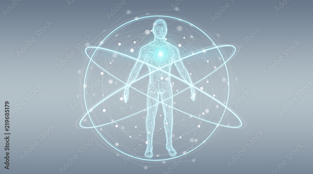 Poster Digital x-ray human body scan background interface 3D rendering
