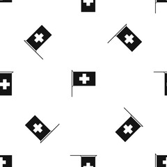 Switzerland flag pattern repeat seamless in black color for any design. Vector geometric illustration