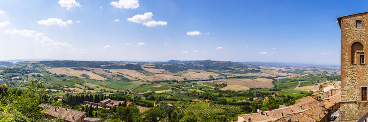 Fototapeta na wymiar Panorama of Landscape near Montepulciano, Italy