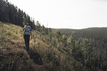 A man in the mountains of West Vail, Colorado. 