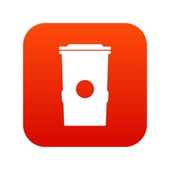 Trash can icon digital red for any design isolated on white vector illustration