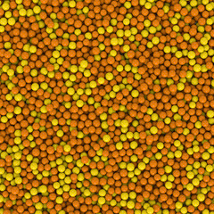 Close up of colorful eatable sugar pearls. 3D rendering