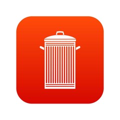 Trash can icon digital red for any design isolated on white vector illustration