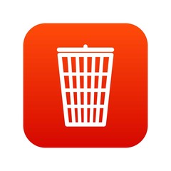 Trash can icon digital red for any design isolated on white vector illustration